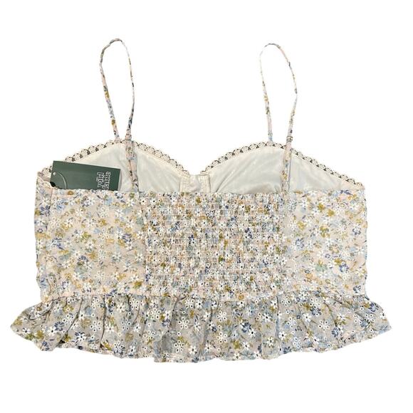 Wild Fable Women's Peach Floral Eyelet Ruffle Sleeveless Corset Crop Top Size XL - Picture 2 of 14